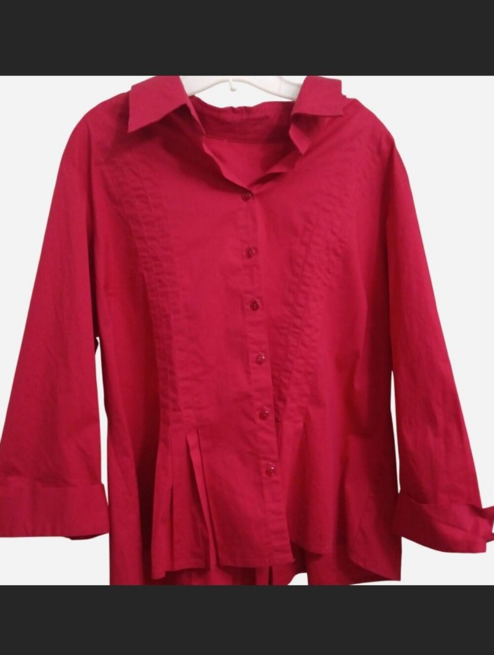 Bright Red Button-Up Peplum Shirt